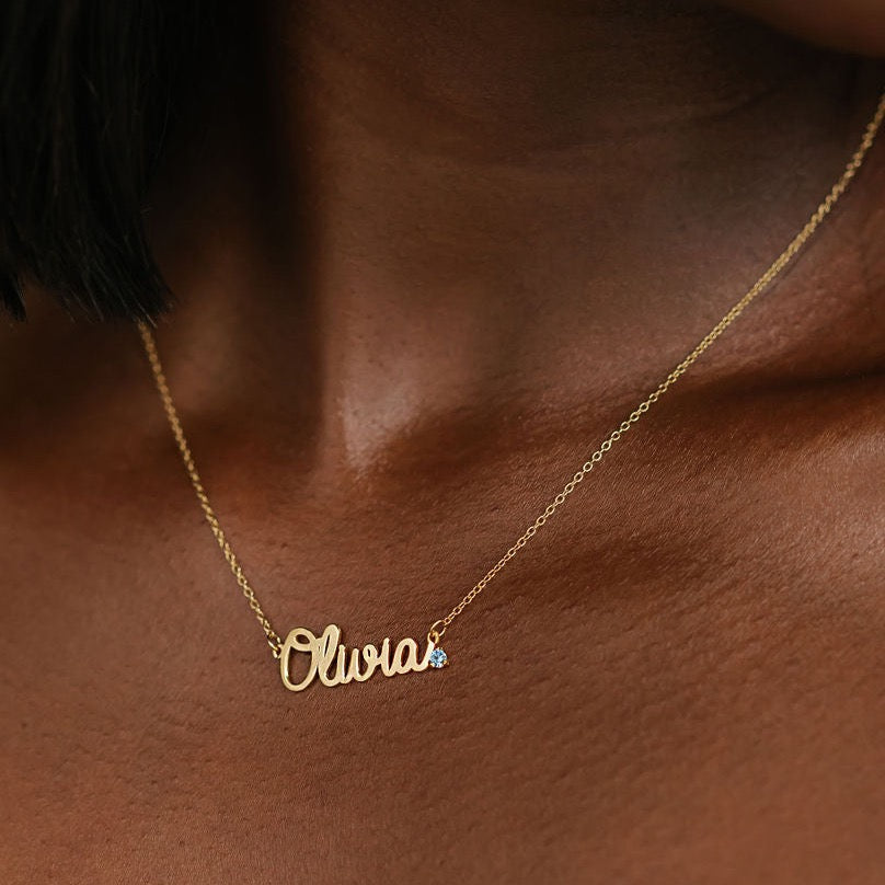 name necklace with birthstone in Canada