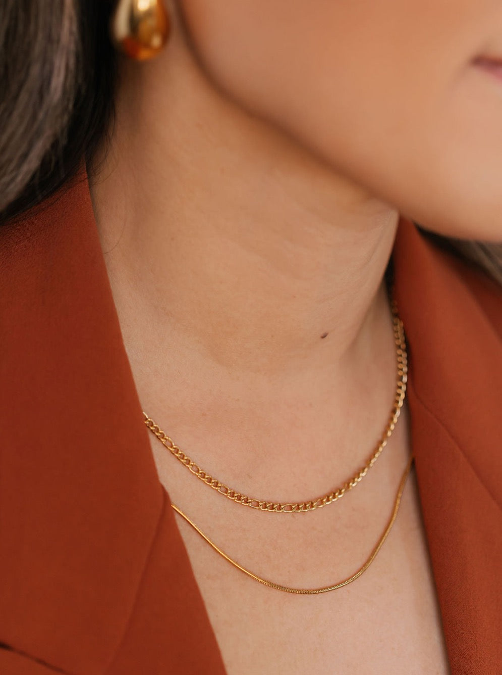 water proof layering chain necklaces