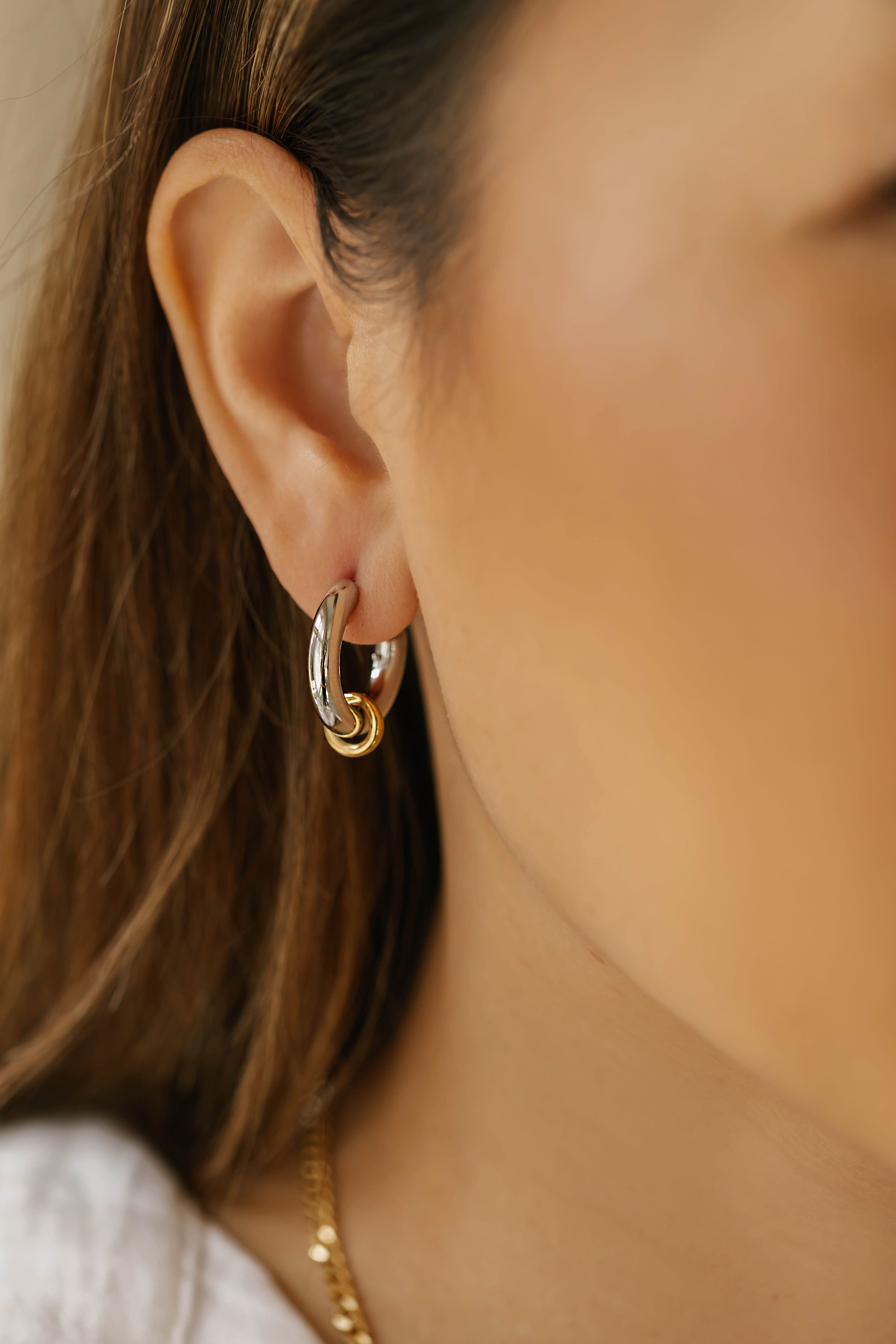 two tone light weight hoop earrings in edmonton
