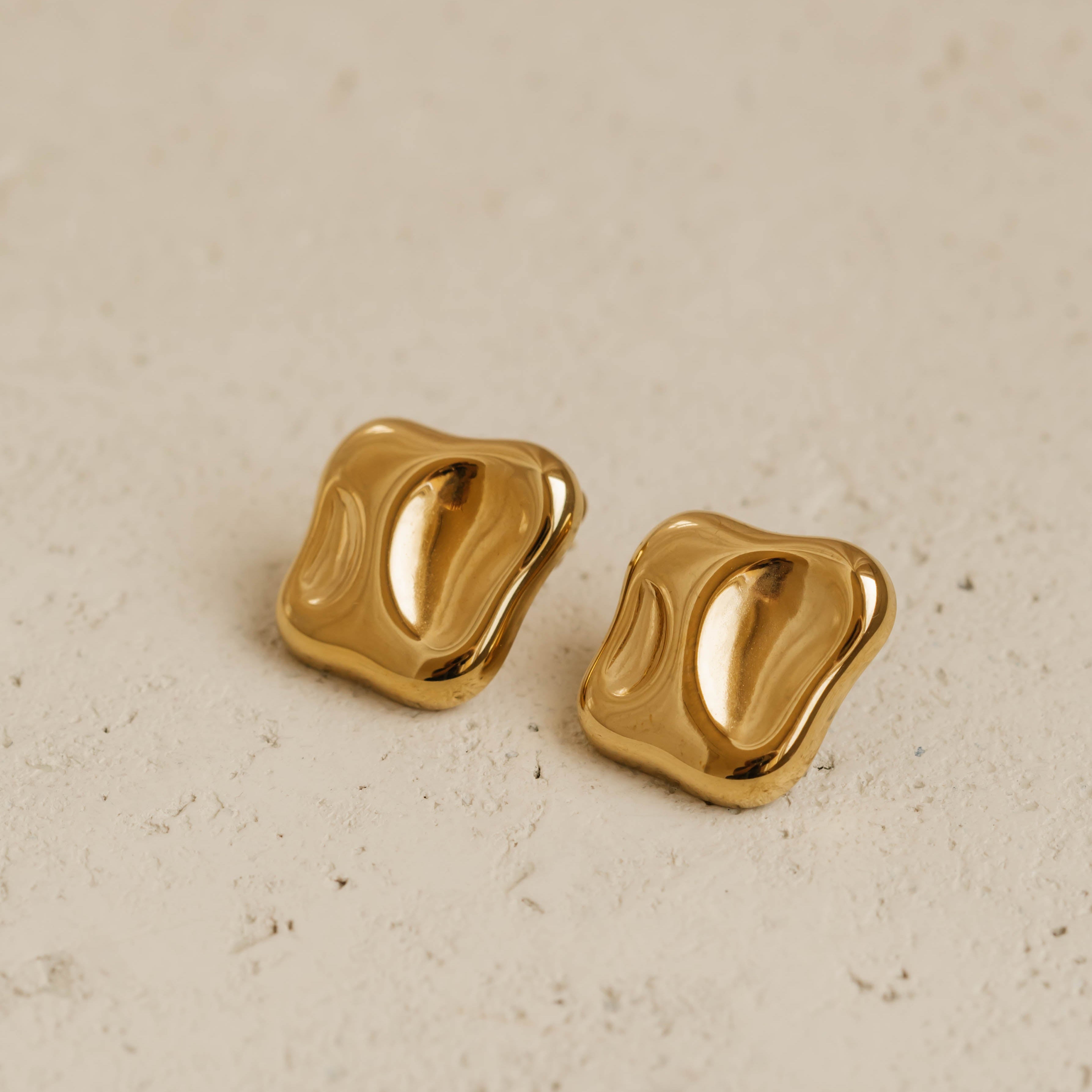 Anti tarnish Gold Organic Shape Bold Earrings In Canada