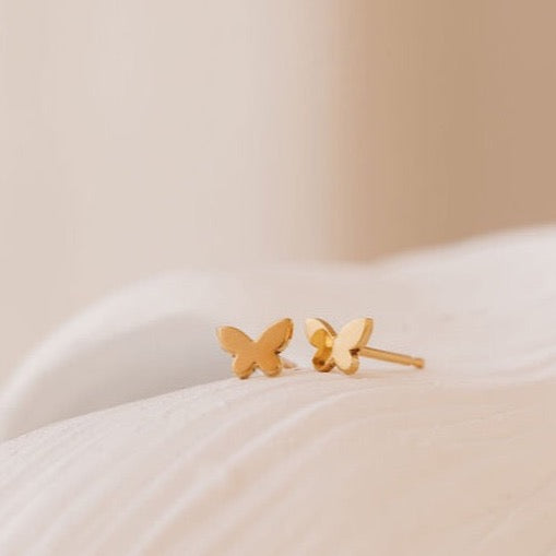 Gold vermeil butterfly stud earrings made in Canada
