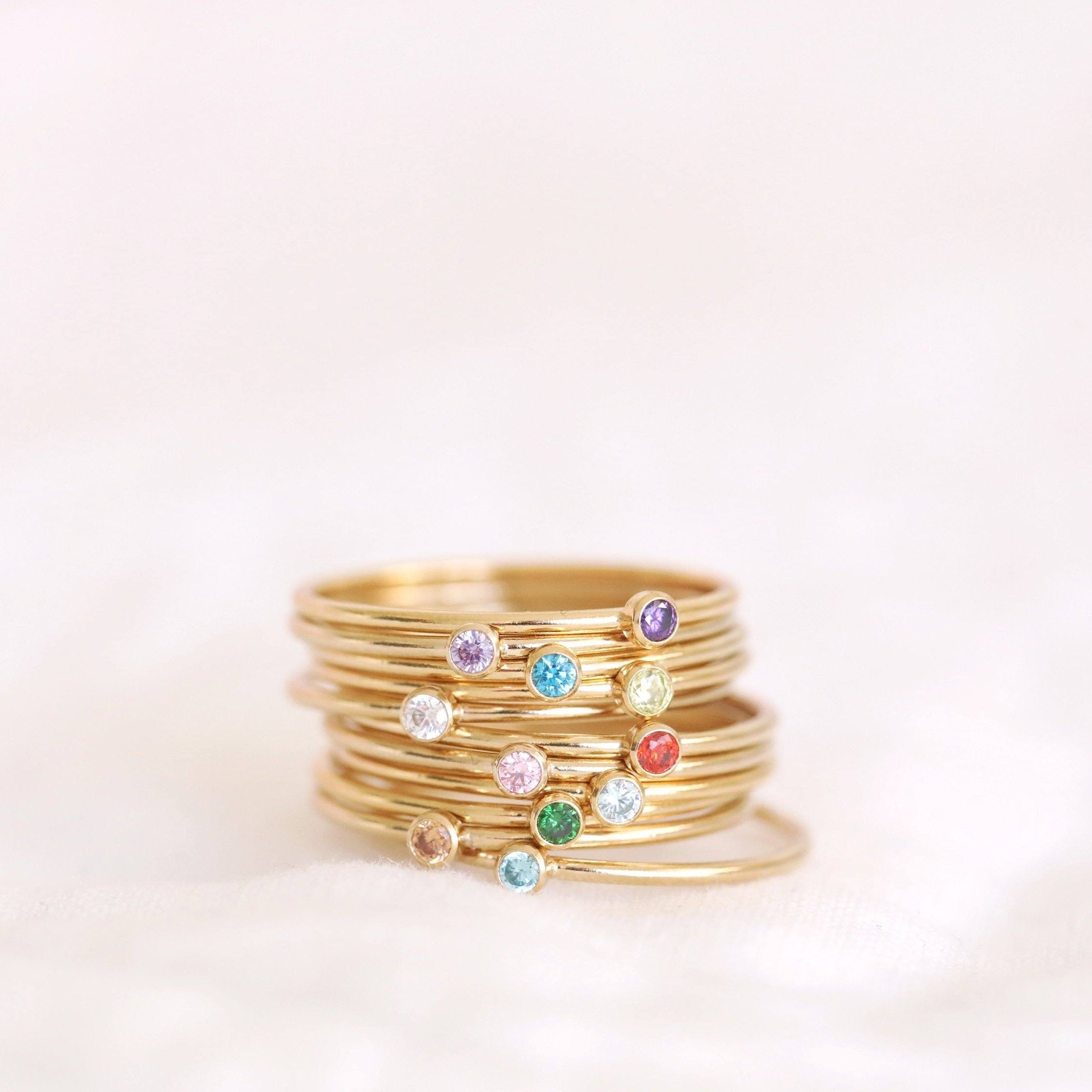 Handmade birthstone rings made with sterling silver and gold filled. Handmade birthstone rings sustainably made in Canada