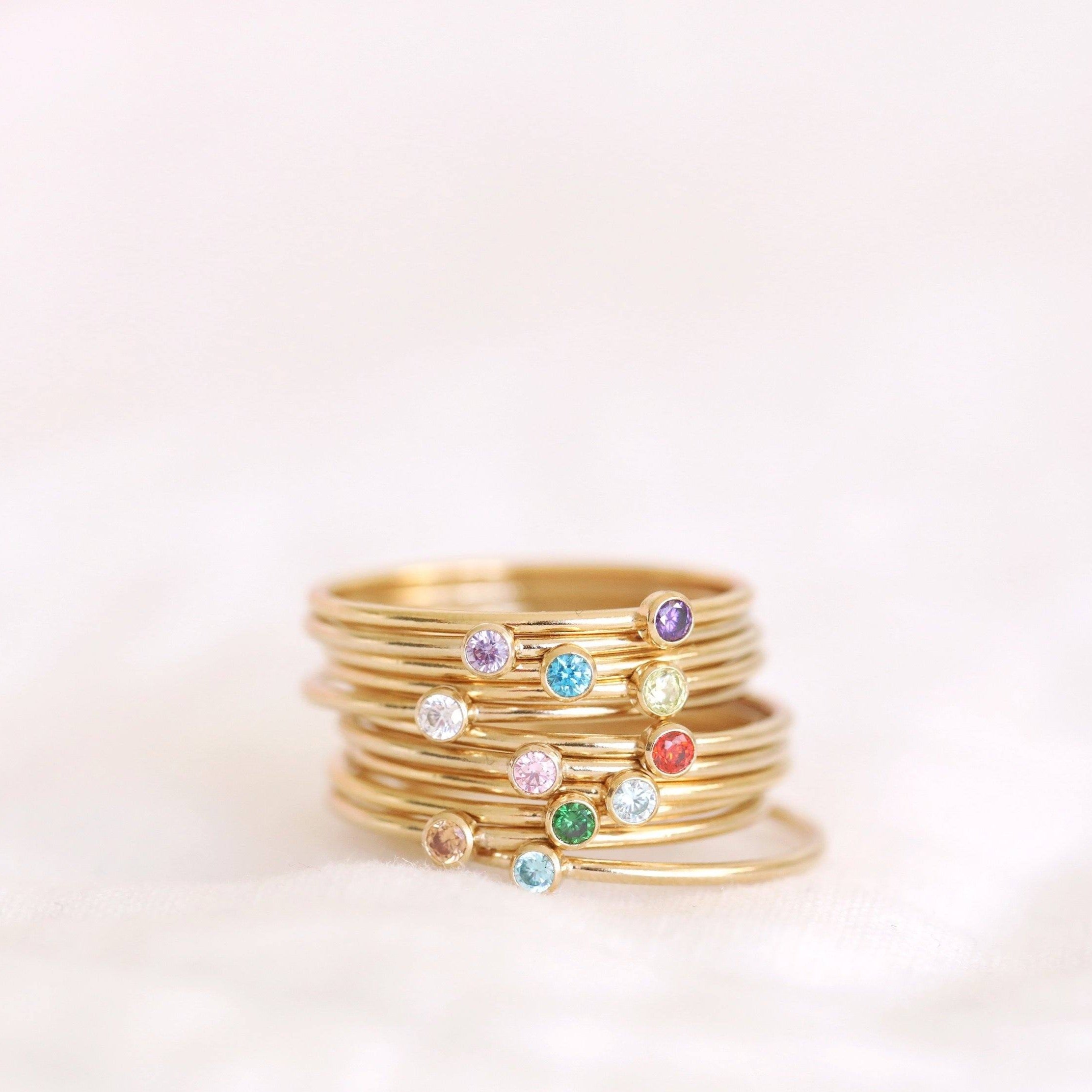 Handmade birthstone rings made with sterling silver and gold filled, handmade birthstone rings sustainably made in Canada.