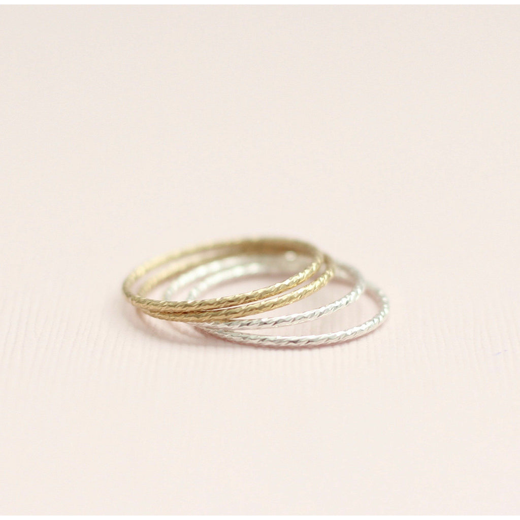 handmade sparkle stackable rings starling silver and gold