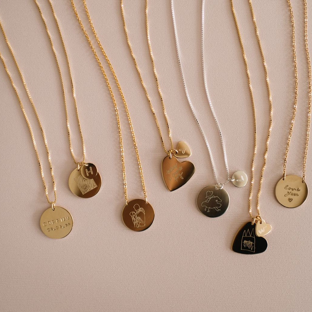 Custom handwriting and drawing necklaces 
