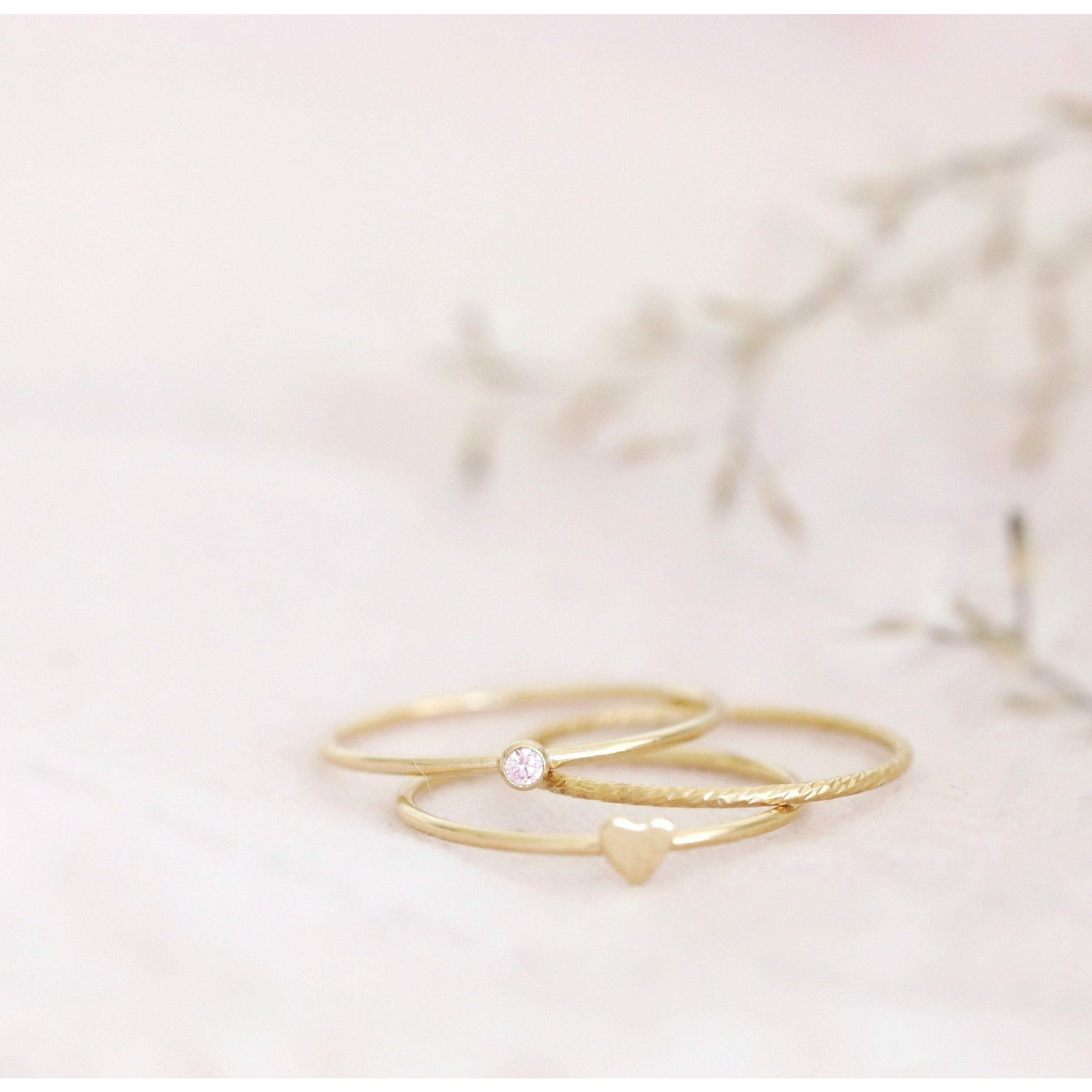 Gold heart stackable rings 
